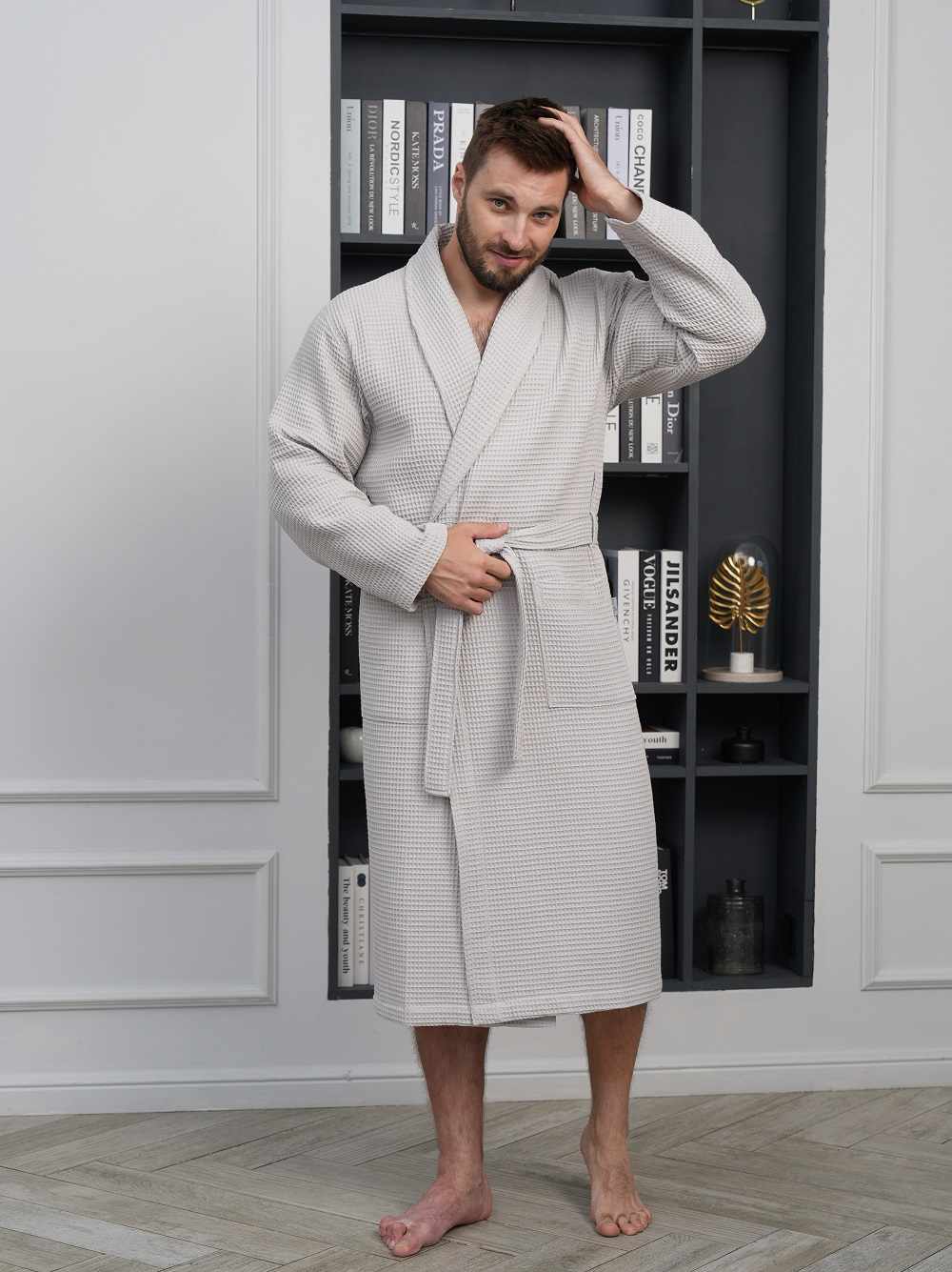 Халат мужской вафельный WAFFLE COTTON латте