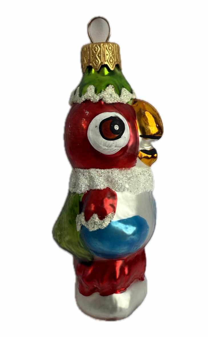 Стеклянная игрушка на елку "ПОПУГАЙ КЕША" 9 см