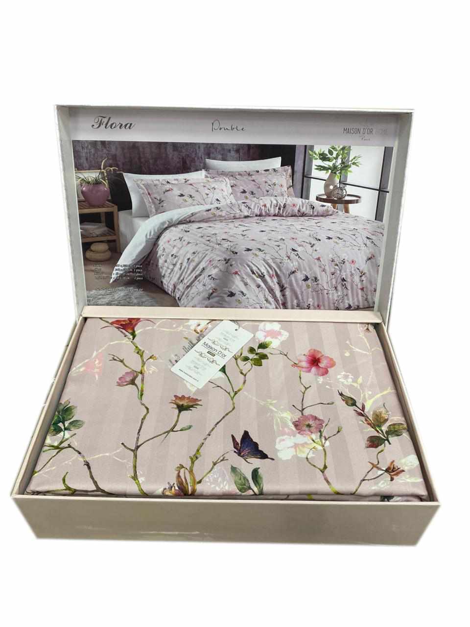 Постельное белье MAISON DOR FLORA грязно-розовый сатин евро комплект