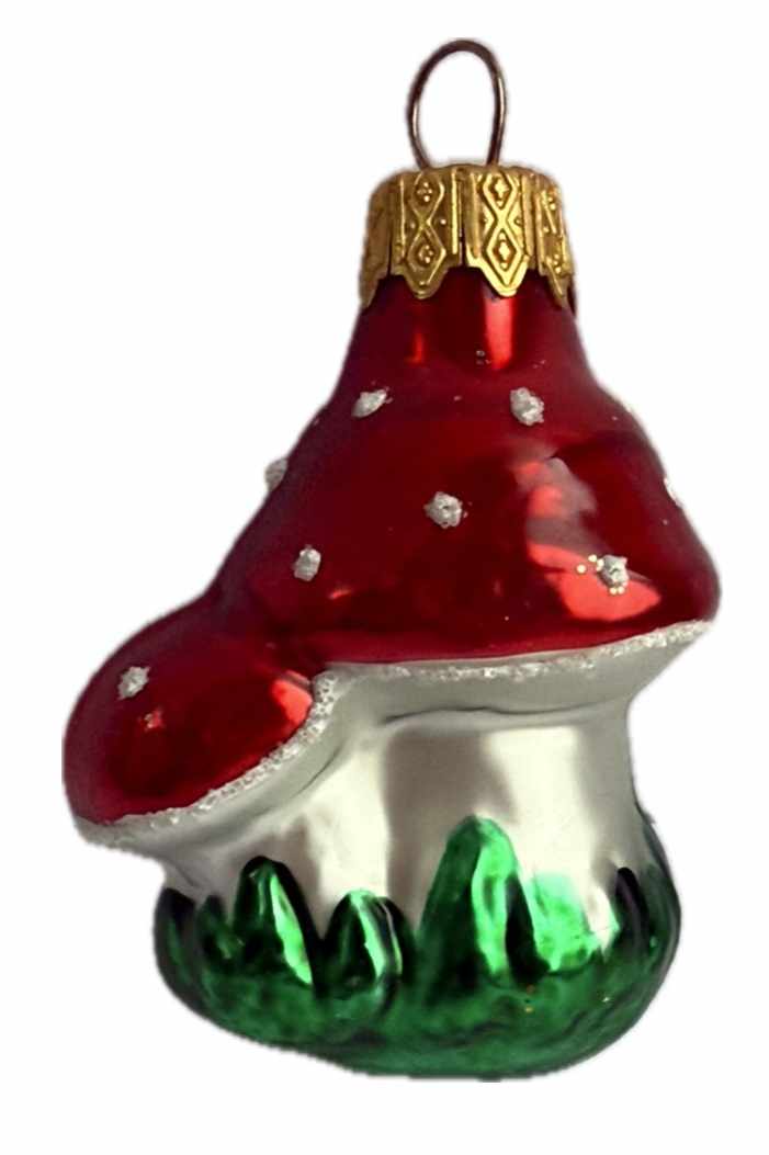 Стеклянная игрушка на елку "ГРИБОЧКИ" 6 см
