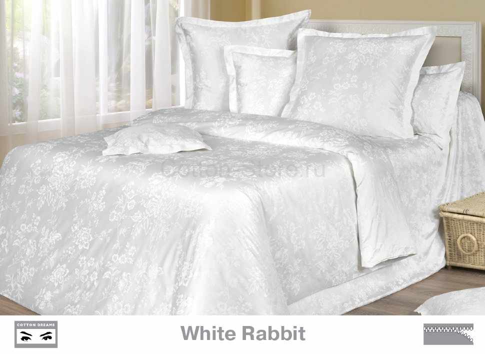 Постельное белье COTTON DREAMS дизайн "WHITE RABBIT" евро комплект, коллекция Премиата