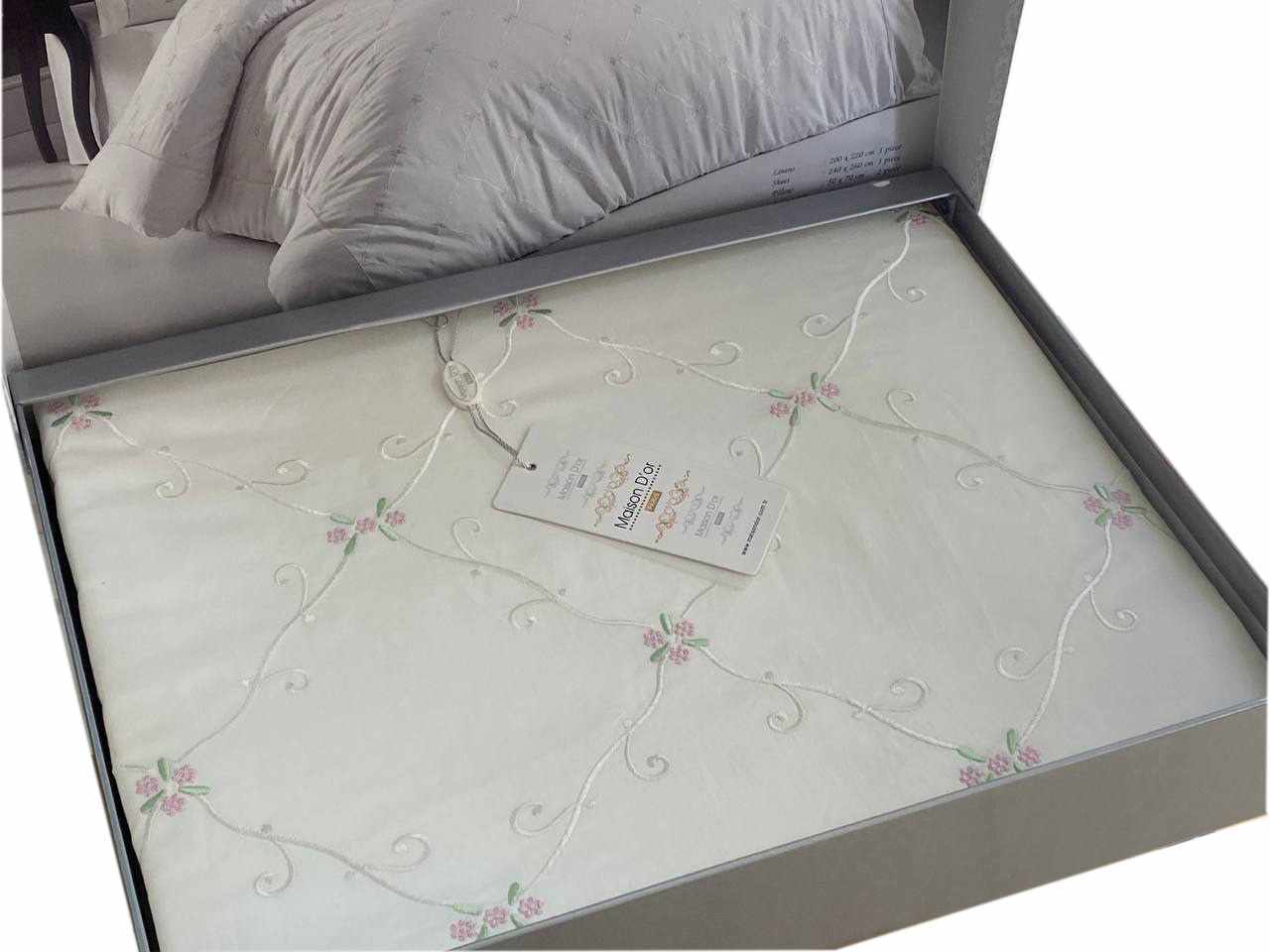 Постельное белье сатин MAISON DOR JUANNA крем/г.розовый евро комплект