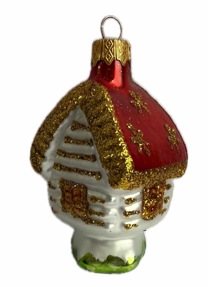 Стеклянная игрушка на елку "ДОМИК ЛЕСНОЙ" 10 см