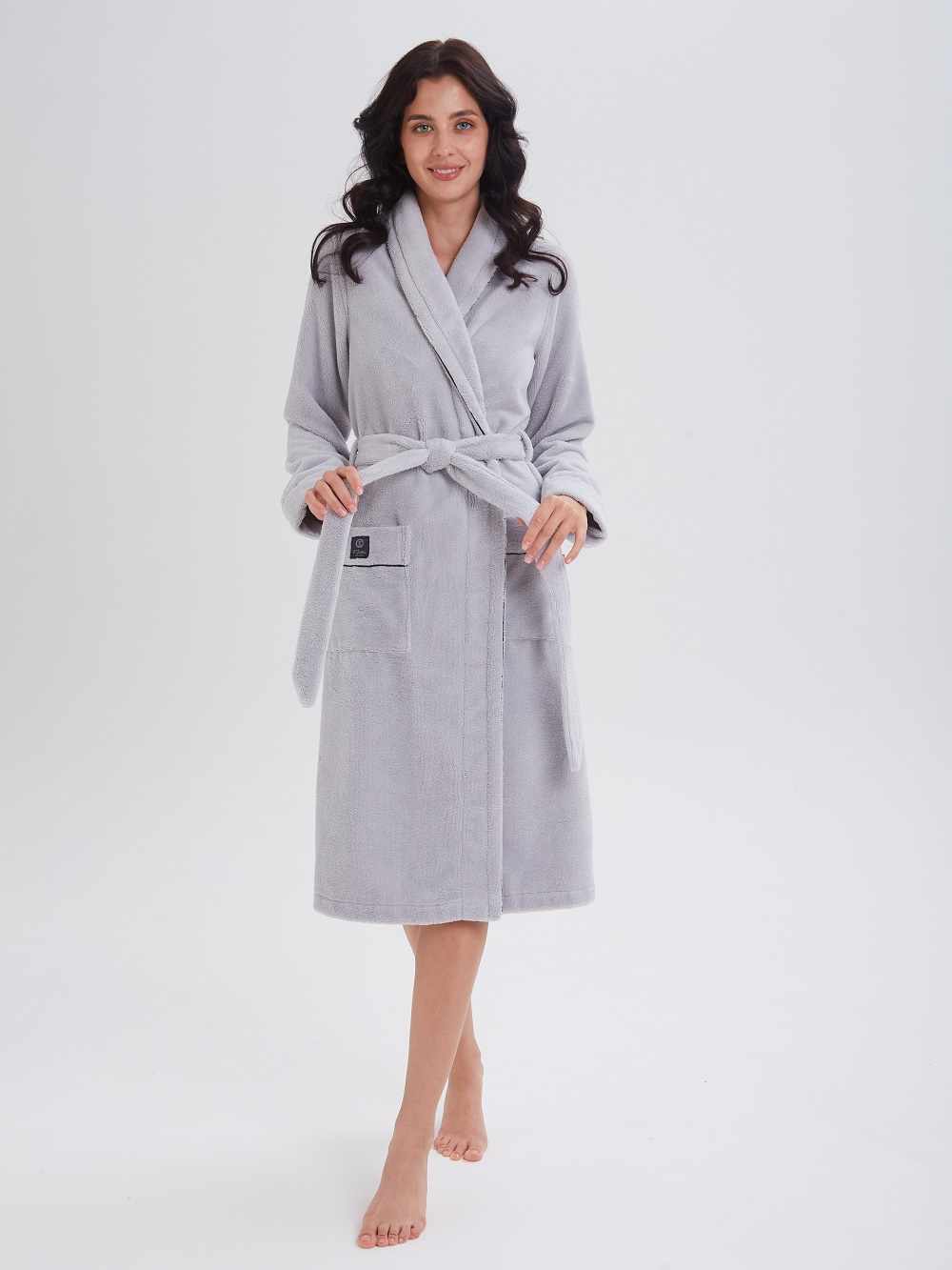 Халат женский махровый TRENDY light grey