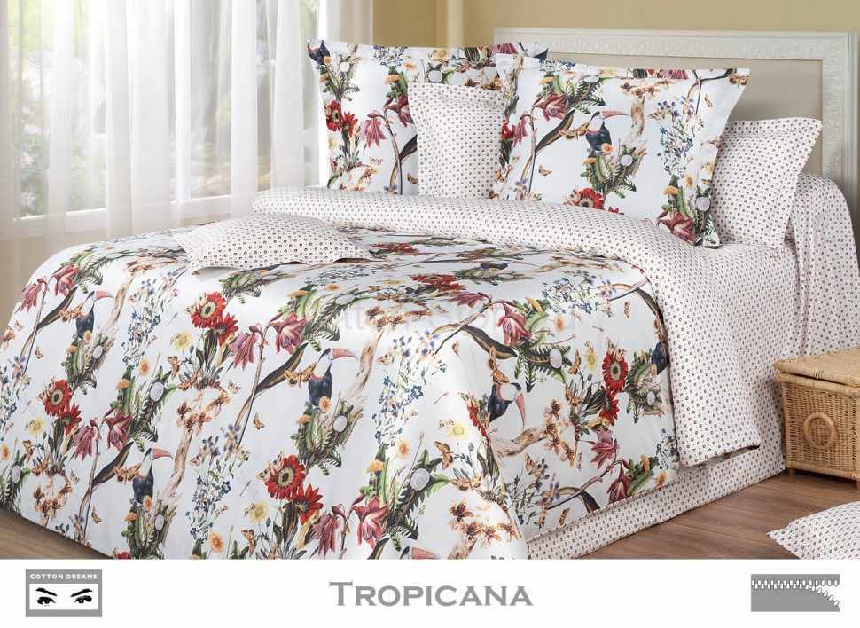 Постельное белье COTTON DREAMS дизайн "TROPICANA" 1.5 спальный комплект, коллекция PHILOSOPHY Премиум сатин 400 нитей