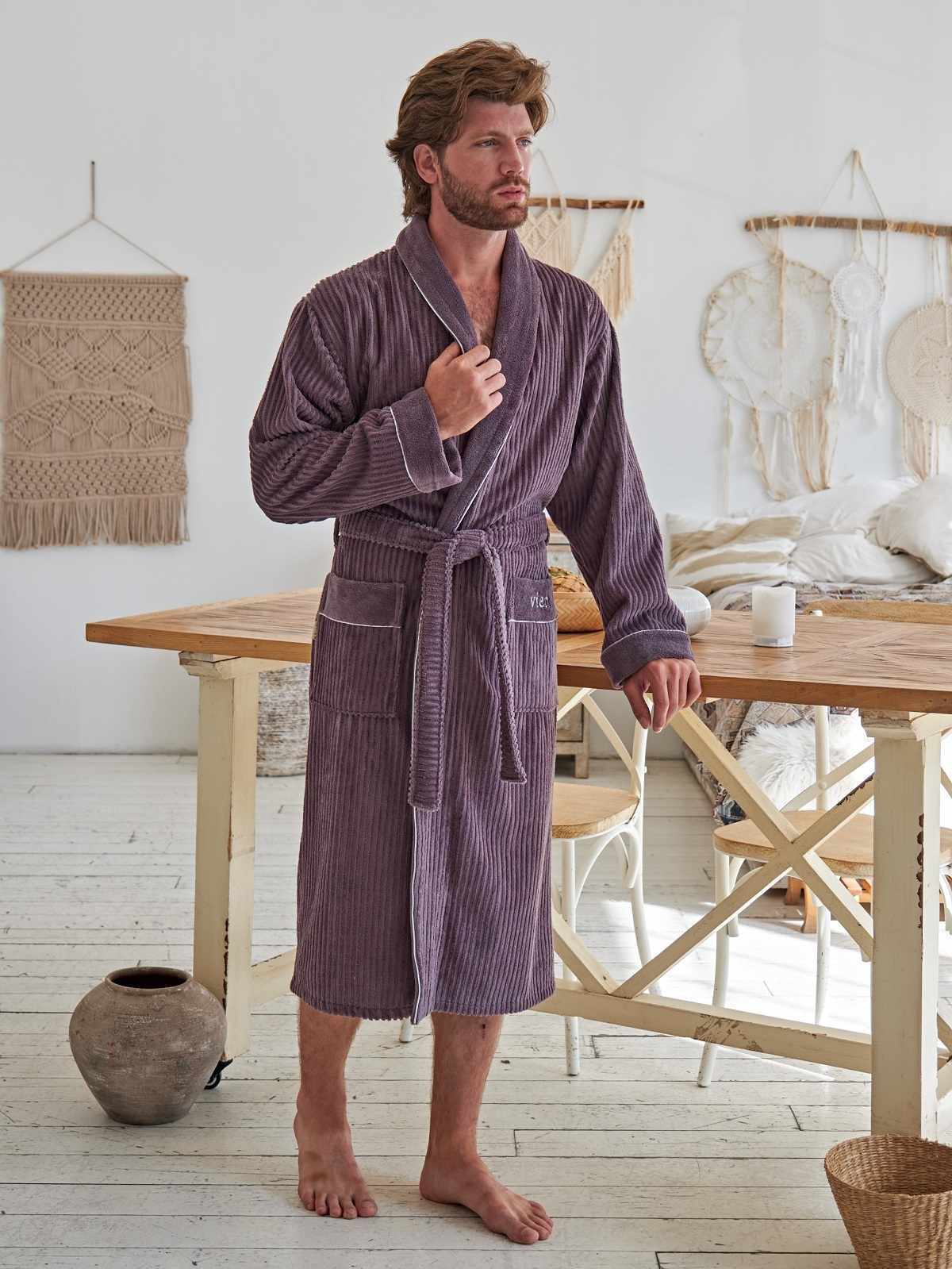 Халат мужской бамбуковый длинный MARK II мокко