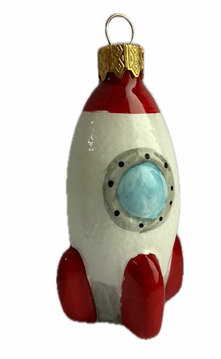 Стеклянная игрушка на елку "КОСМИЧЕСКАЯ РАКЕТА" 10 см