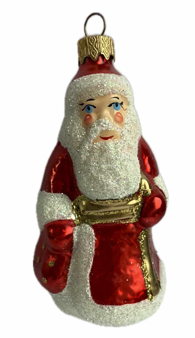 Стеклянная игрушка на елку "ДЕД МОРОЗ" 13 см