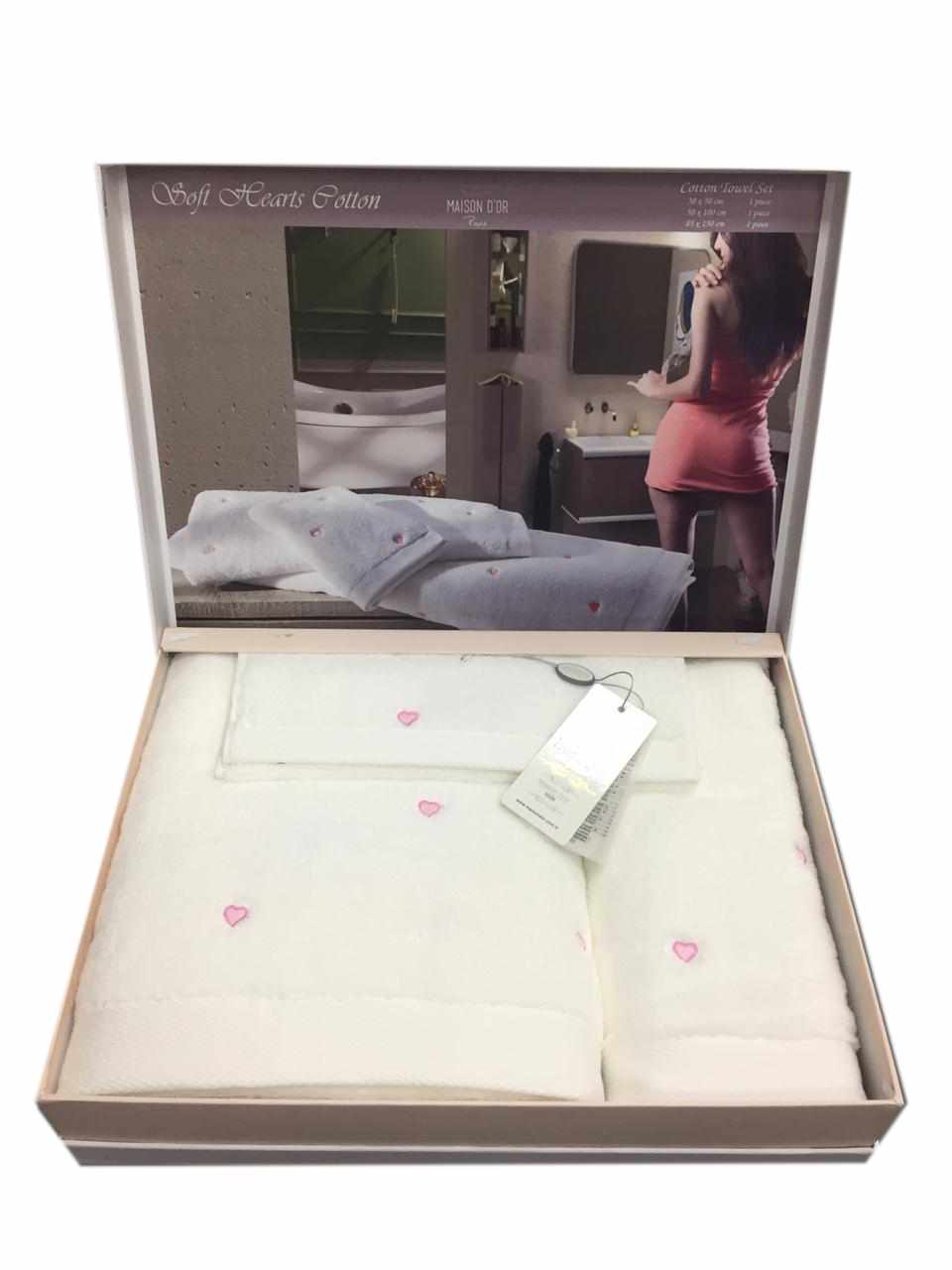 Набор махровых полотенец MAISON DOR SOFT HEARTS 3-предметный розовый