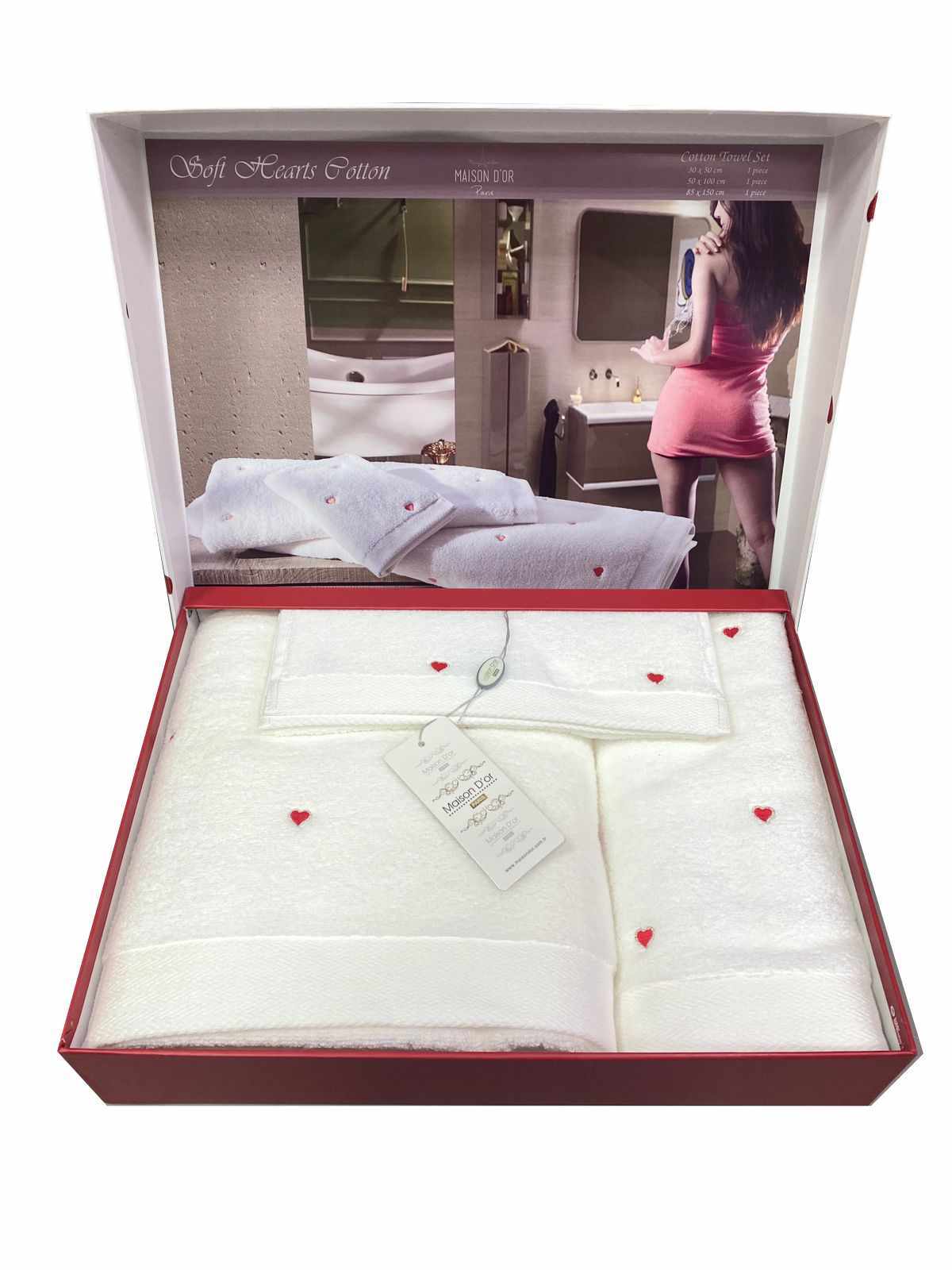 Набор махровых полотенец MAISON DOR SOFT HEARTS 3-предметный красный 