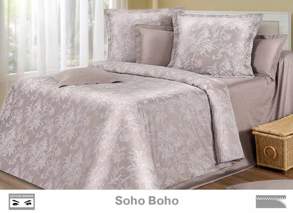 Постельное белье COTTON DREAMS дизайн "SOHO BOHO" семейный комплект, коллекция Премиата