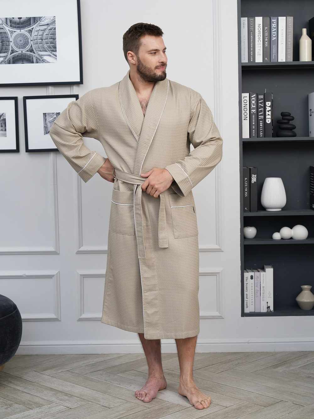 Халат мужской вафельный COMFORT латте