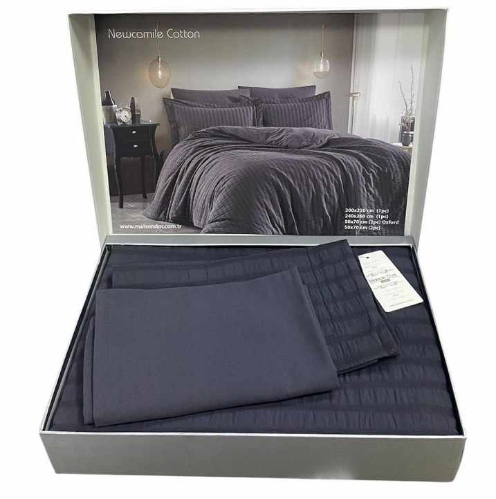 Постельное белье MAISON DOR NEW CAMILLE антрацит жатый сатин евро комплект