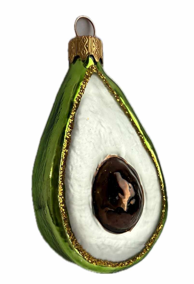 Стеклянная игрушка на елку "ТРОПИЧЕСКОЕ АВОКАДО" 9 см